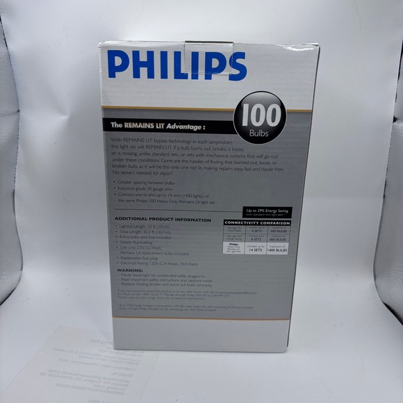 Philips‎ 100 Clear Mini Lights Heavy Duty Remains Lit 33 ft Green Wire - Picture 2 of 4